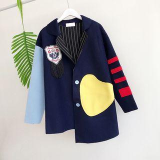 Color-block Irregular Woolen Coat