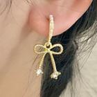 Bow Rhinestone Alloy Dangle Earring 1 Pair - 2653a - Gold - One Size