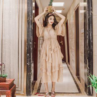 Ruffled Check Midi Dress