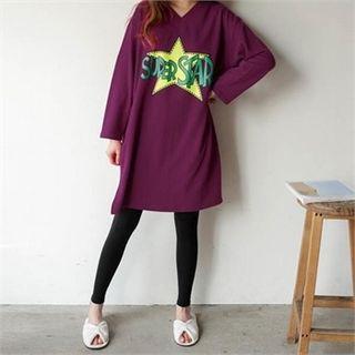 V-neck Printed T-shirt Dress