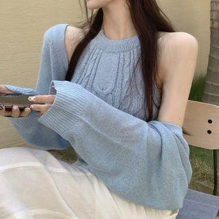 Sleeveless Cable Knit Top / Cardigan