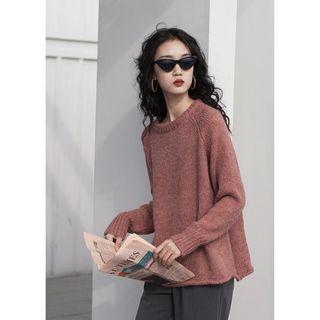 Crew Neck Sweater Tangerine Pink - One Size