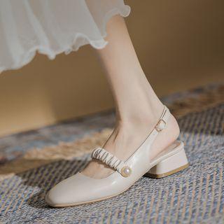 Chunky-heel Slingback Mary Jane Shoes