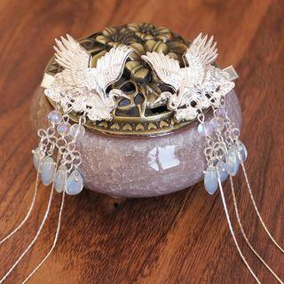 Faux Crystal Alloy Crane Hair Clip 1pc - As Shown In Figure - One Size