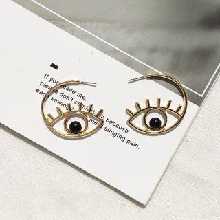 Alloy Eye Earring 1 Pair - Gold & Black - One Size