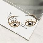 Alloy Eye Earring 1 Pair - Gold & Black - One Size
