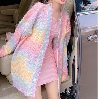 Rainbow Cardigan Pink - M