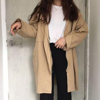 Plain Long Stand Collar Coat