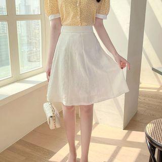 Flared Midi Panel Skirt