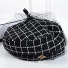 Plaid Beret Black - One Size