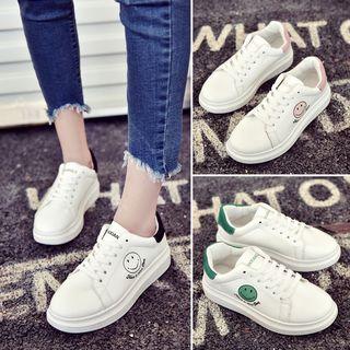 Smiley Face Platform Lace Up Sandals