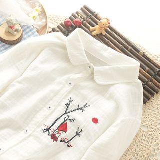 Embroidered Shirt Milky White - One Size