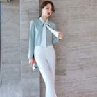 Long-sleeve Tie-neck Blouse / Fitted Skirt / Dress Pants