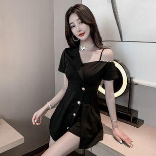 Short-sleeve Cold-shoulder Slim-fit Dress