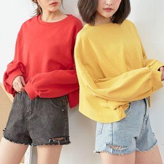 Puff Sleeve Drop Shoulder Cropped Top