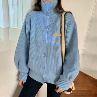 Long-sleeve High-neck Knit Cardigan