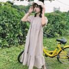 Short-sleeve Open Shoulder Gingham Mermaid Dress