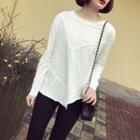 Long-sleeved Loose-fit Crewneck Plain T-shirt