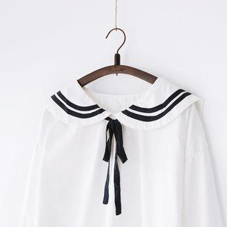 Contrast Trim Sailor Collar Blouse