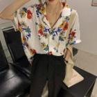 Short-sleeve Floral Loose-fit Shirt As Shown In Figure - One Size