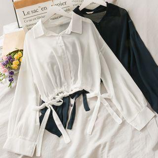 Tie-hem Sheer Crop Light Shirt