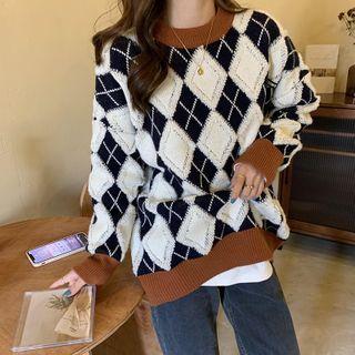 Argyle Sweater Argyle - Blue & White - One Size