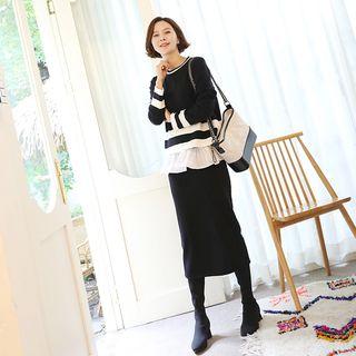 Slit-back H-line Long Knit Skirt