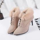 High Heel Lace-up Pointed Short Boots