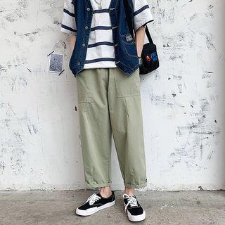 Straight-cut Pocket Cuffed Pants