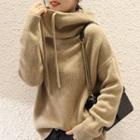 High-neck Knit Hoodie