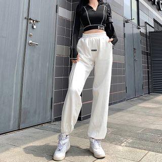 Letter Embroidered High-waist Sweatpants