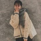 Cable Knit Buttoned Knit Jacket Almond - One Size