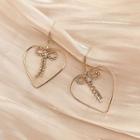 Rhinestone Bow Alloy Heart Dangle Earring 1 Pair - Gold - One Size