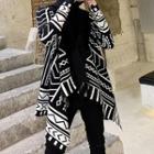 Asymmetric Patterned Cardigan Black - One Size