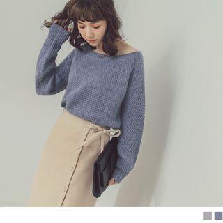 Puff Sleeve Plain Sweater