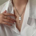 Lettering Tag Pendant Alloy Necklace 1 Pc - Necklace - Lettering - Silver - One Size