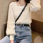 Square-neck Cable-knit Sweater