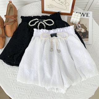 Sequined Ribbon-accent Bubble Shorts