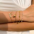 Set Of 4: Chain Bracelet Set Of 4 - Gold & White - One Size