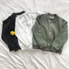 Plain Zip Loose-fit Long-sleeve Jacket
