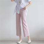 Fray-hem Wide-leg Cotton Pants