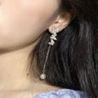 Non-matching Rhinestone Butterfly Earring 0453a - 1 Pair - Silver - One Size