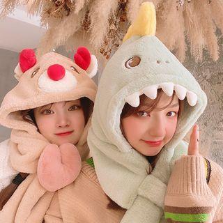Chenille Animal Hooded Scarf