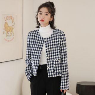 Checked Faux Pearl Jacket