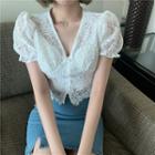 Short-sleeve Crochet Top White - One Size