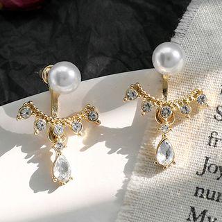 Rhinestone Cross Stud Earring 1 Pair - 1441 - Steel Needle - Earring - One Size