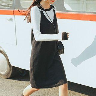 Hoop-detail Knit Suspender Dress