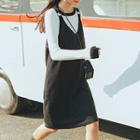 Hoop-detail Knit Suspender Dress