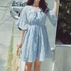 Lace Elbow Sleeve Flared Dress