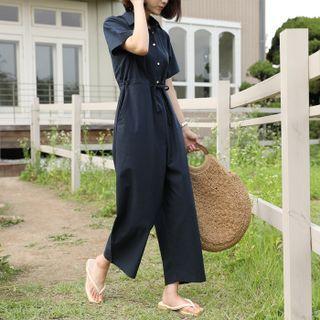 Drawstring-waist Pocket-detail Jumpsuit